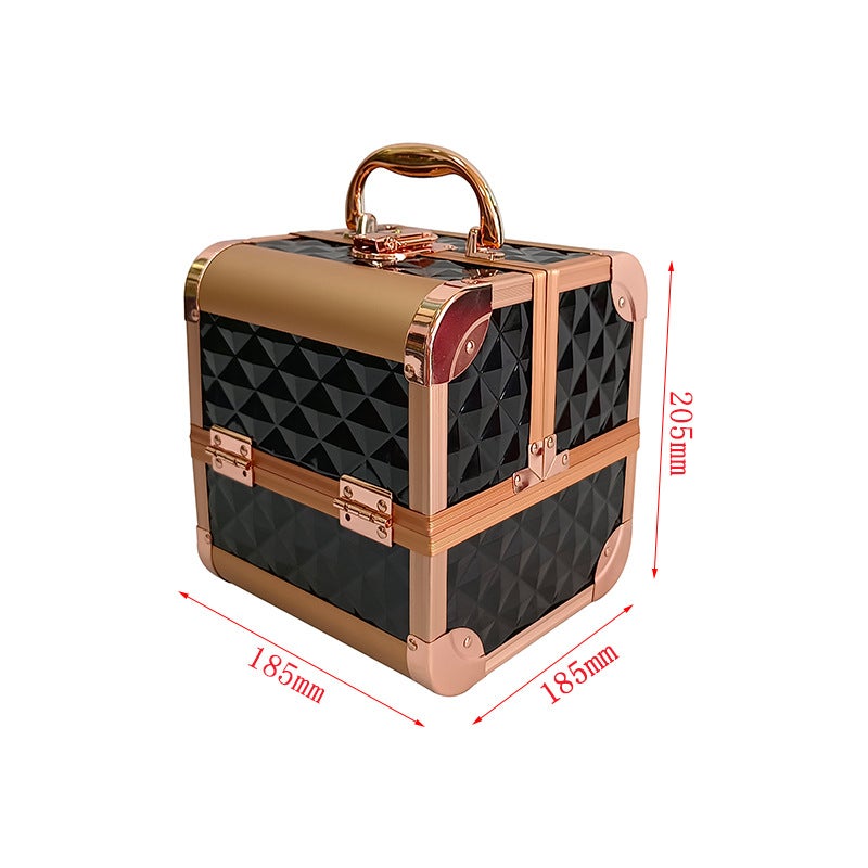 New Three-Layer Explosion-Proof Mirror With Lock Portable Cosmetic Case For Outgoing Beauty And Eyelashes Multifunctional Storage Case - Image 1